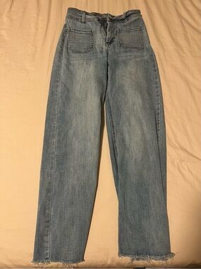 Oat New York Light Blue High-Rise Straight-Leg Jeans